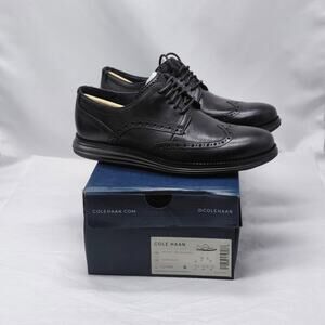 Cole Haan Mens Oxford Dress Shoes 7.5 Black Leather Wingtip Original Grand
